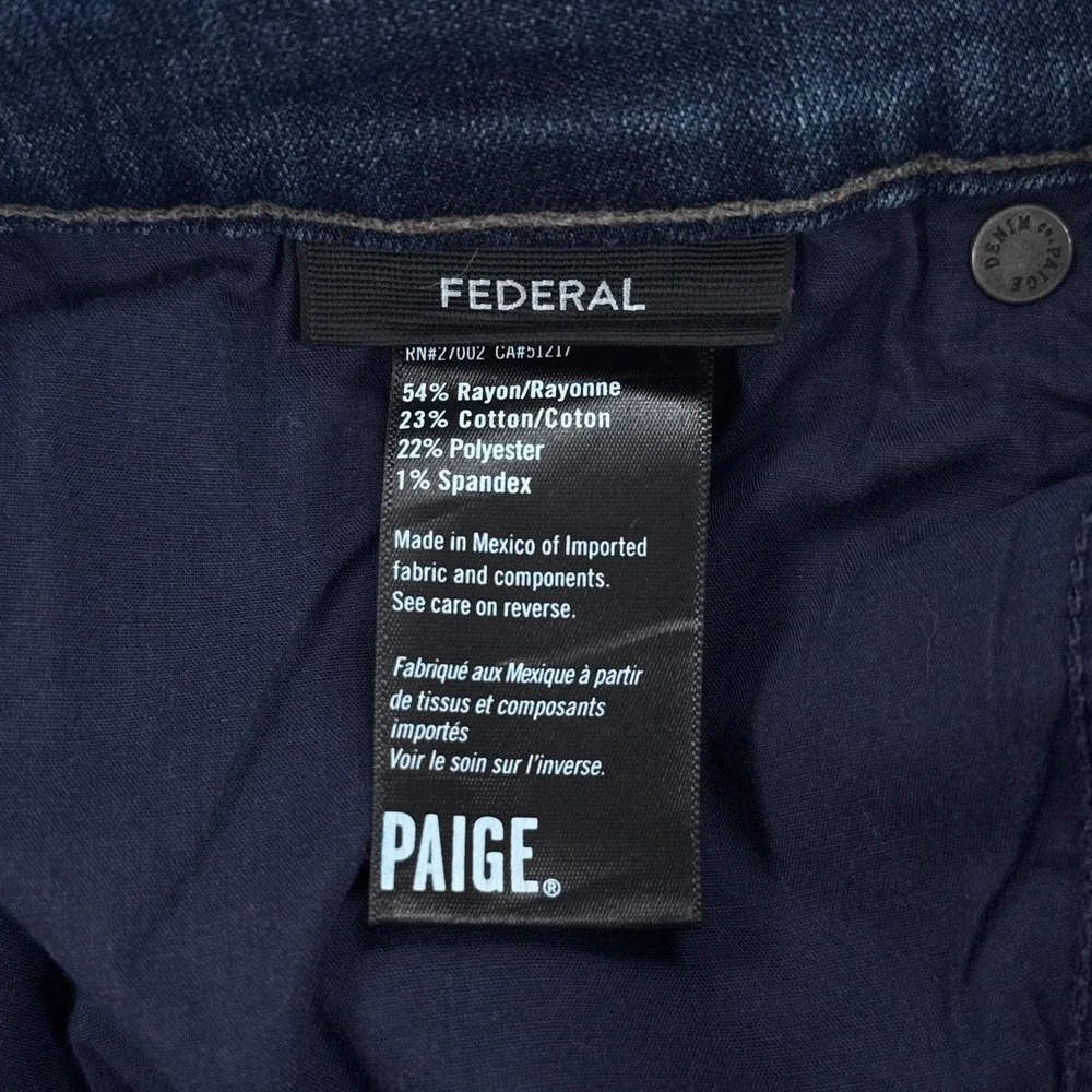 Paige Federal Slim Straight Jeans Mens 32 McGraw Blue Transcend Stretch Denim